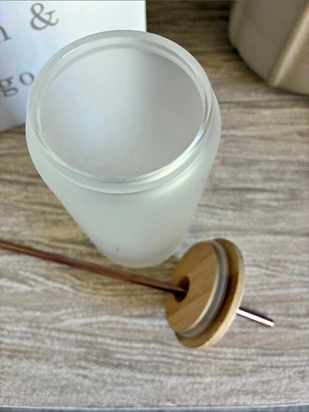 Frosted White Tumbler with Straw - Picture 4 of 5